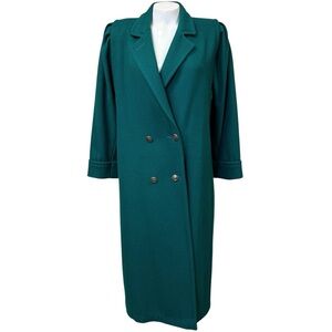60s Vintage Jofeld Green Wool Blend Long Coat Trench Medium